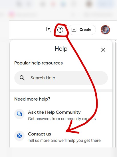 contact youtube from youtube studio التواصل مع يوتيوب من داخل القناة